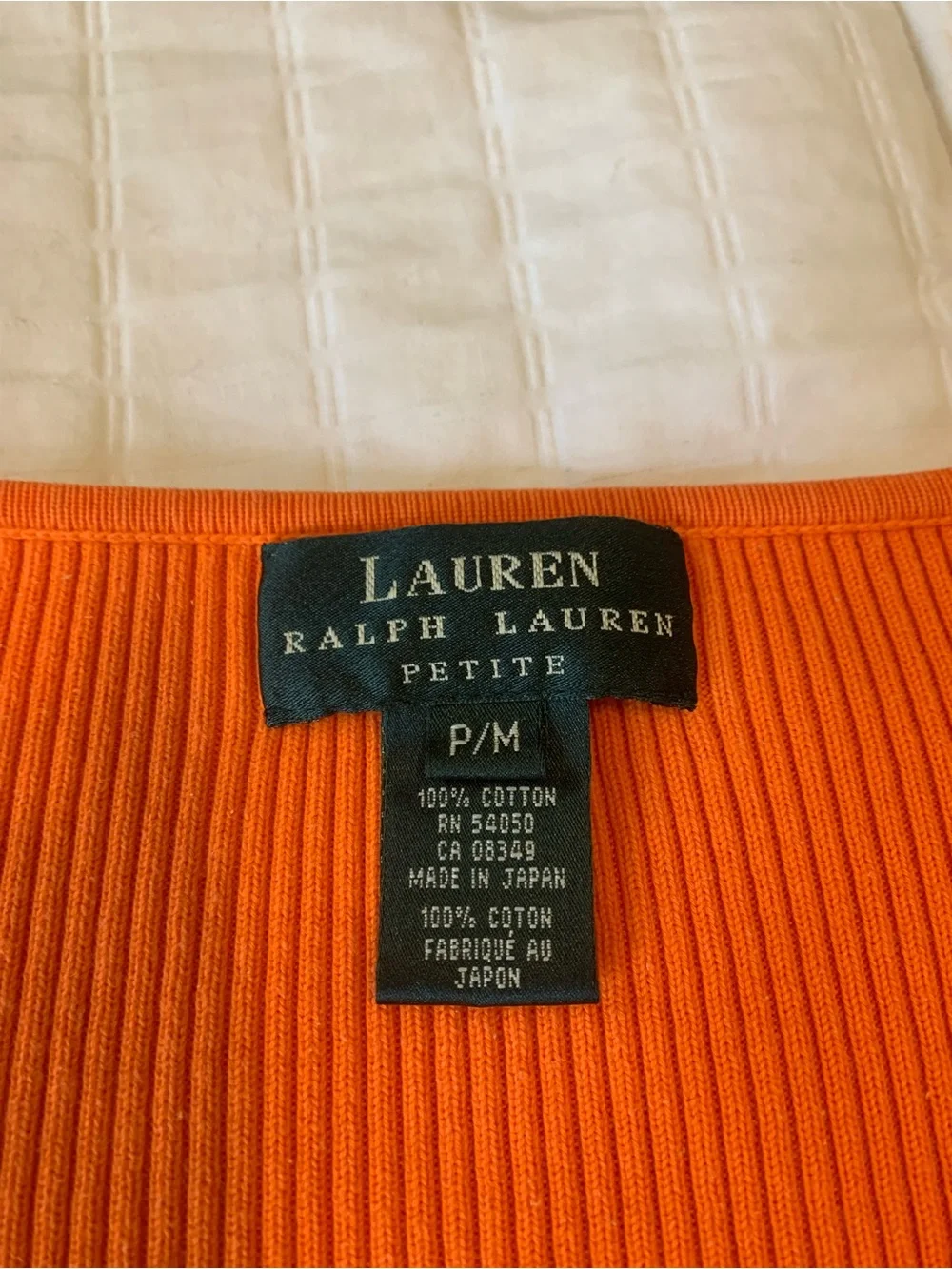 Lauren Ralph Lauren Orange Ribbed V-Neck Shirt
